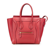 セリーヌ ラゲージ ナノ ショッパー ハンドバッグ レッド レザー レディース CELINE 【中古】